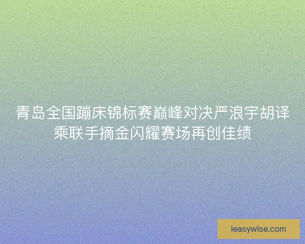 青岛全国蹦床锦标赛巅峰对决严浪宇胡译乘联手摘金闪耀赛场再创佳绩